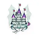 evil castle, ghosts, transparent  tattoo design idea