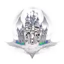 evil castl, ghosts, transparent  tattoo design idea