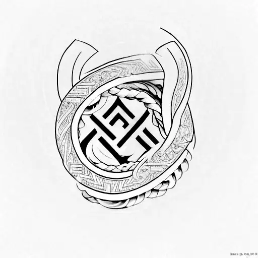 UK Rap lyrics intertwined with ancient Greek symbols tattoo design idea