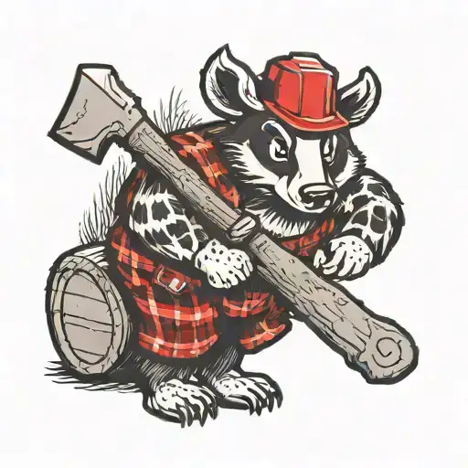 Bucky badger Paul Bunyan axe tattoo design idea