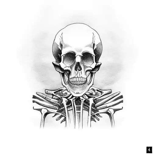 A hauntingly beautiful portrait of a musician with skeletal features and a melancholic expression tattoo design idea