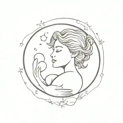 earthy, breastfeeding, sun, moon, gemini, libra tattoo design idea