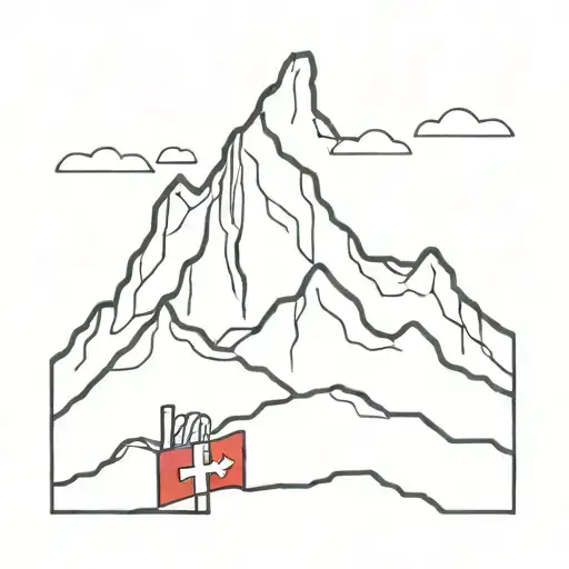 Name Theodor together with mountains a swiss and a polish flag.  tattoo design idea