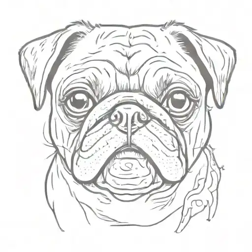 Pug zombie face when see brain tattoo design idea