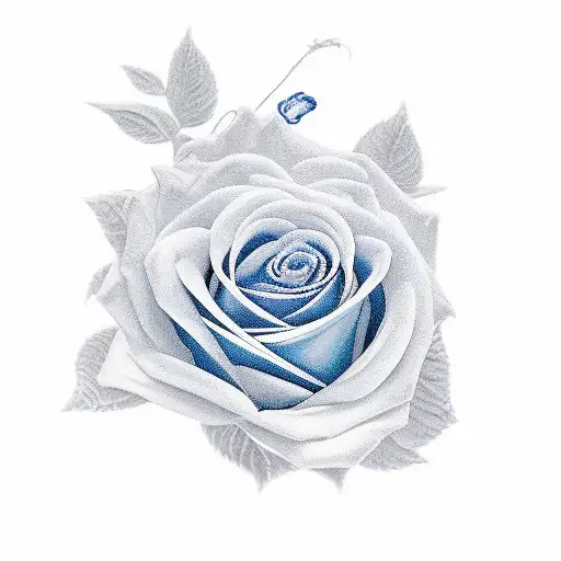 wilting blue rose with 11/27/1983-01/14/2021 tattoo design idea