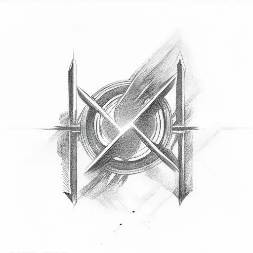 Christian Cross nails sunset tattoo design idea
