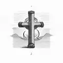 Christian Cross nails sunset tattoo design idea