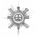 Christian Cross nails sunset tattoo design idea