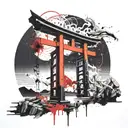 black hole inside torii gate tattoo design idea