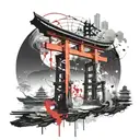 black hole inside torii gate tattoo design idea