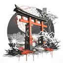 black hole inside torii gate tattoo design idea