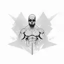 tatto for a back, bright like hand od adult Man. With a three Words - ambitious, self-discipline, progress  tattoo design idea