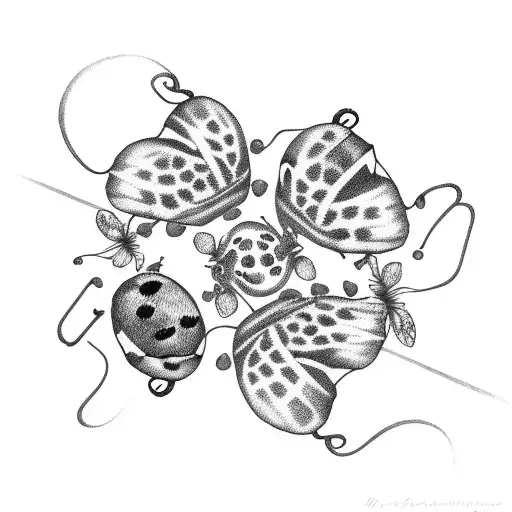 ladybug on vines tattoo design idea