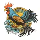 Simurgh bird and the sun with 21 fringes tattoo design idea