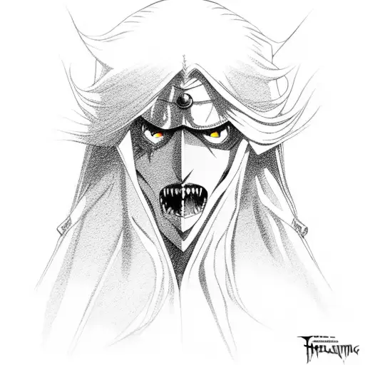 trevo de 5 folhas com estigma do alucard de hellsing tattoo design idea