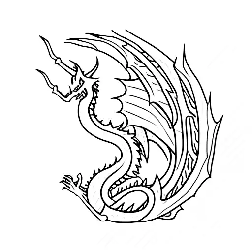 sleeping red dragon tattoo design idea