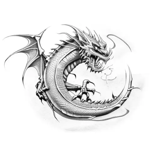 sleeping red dragon tattoo design idea