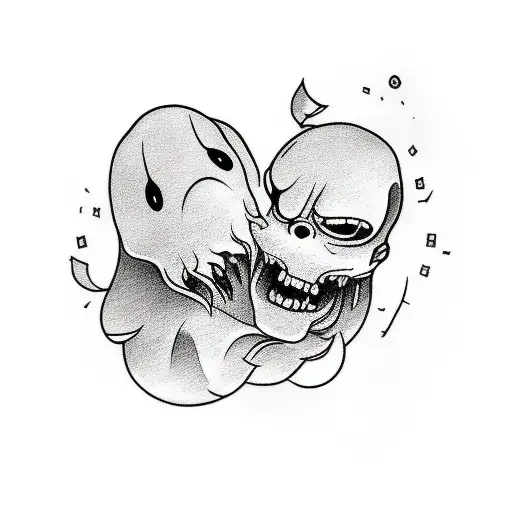 matching cartoon ghost tattoos tattoo design idea