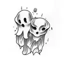 matching cartoon ghost tattoos tattoo design idea