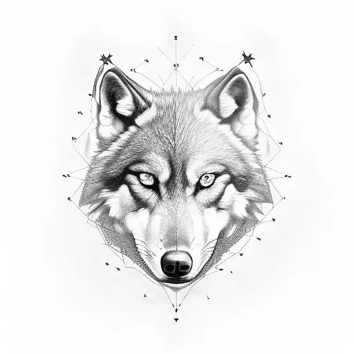 Christian Crosses surrounding scary wolf  tattoo design idea