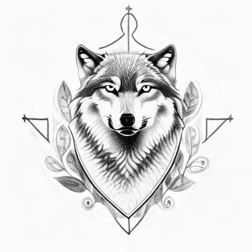 wolf in cemetery with crosses tattoo design idea