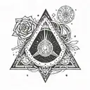 An intricate tattoo design showcasing the Virgo zodiac sign and constellation, along with symbols of protection like triangles or pyramids. Include the numbers 3, 1, and 8 in a detailed and elaborate black-grey style with shading for depth and dimension. tattoo design idea