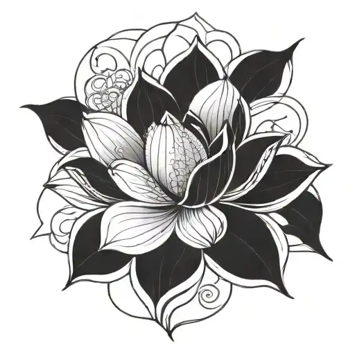 An intricate lotus flower design symbolizing spiritual growth and enlightenment tattoo design idea