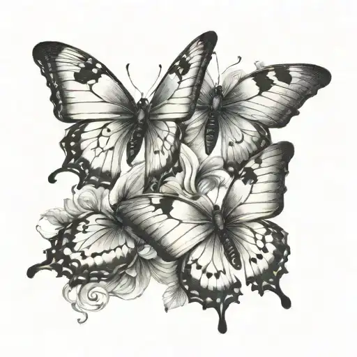3  atalanta butterflies fluttering tattoo design idea