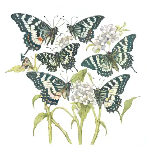 3  atalanta butterflies fluttering in different positions tattoo design idea