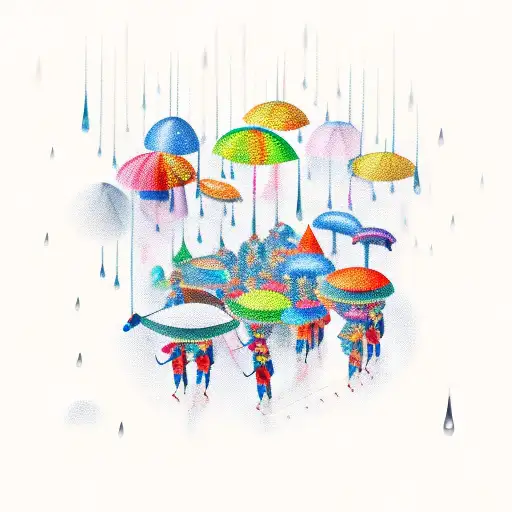 a parade in the rain  tattoo design idea