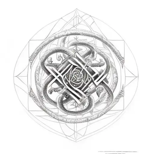 ygdrasill with DNA, jormungand and.runes tattoo design idea