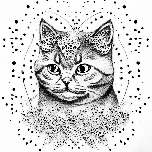 british shorthair with glitter rose tattoo design idea