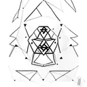 A unique minimalist tattoo design combining triangles and the initials 'M'' and 'A' to symbolize the importance of your  tattoo design idea
