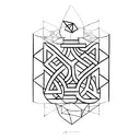 A unique minimalist tattoo design combining triangles and the initials 'M'' and 'A' to symbolize the importance of your  tattoo design idea