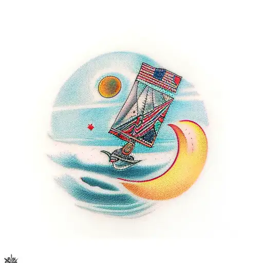 dagger through planet earth tattoo design idea