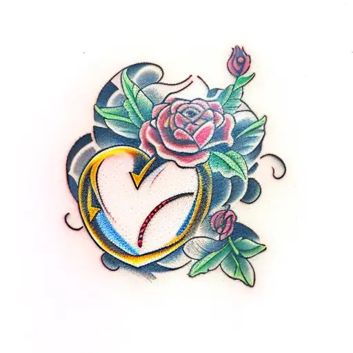 heart beat with 2 dates tattoo design idea