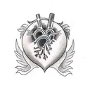 heart beat with 2 dates tattoo design idea