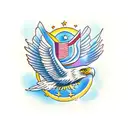 flying eagle with date tattoo design idea