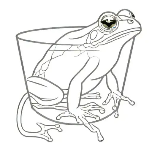 The frog looks through the glass of water, which makes her face enlarge tattoo design idea
