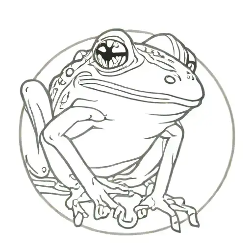 The frog looks through the glass of water, which makes her face enlarge tattoo design idea