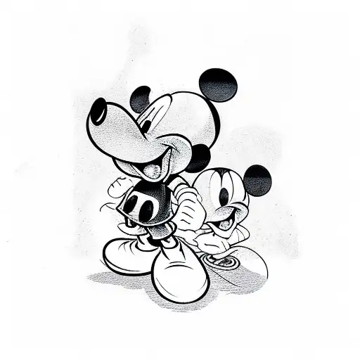 mickey mouse gangster tattoo design idea