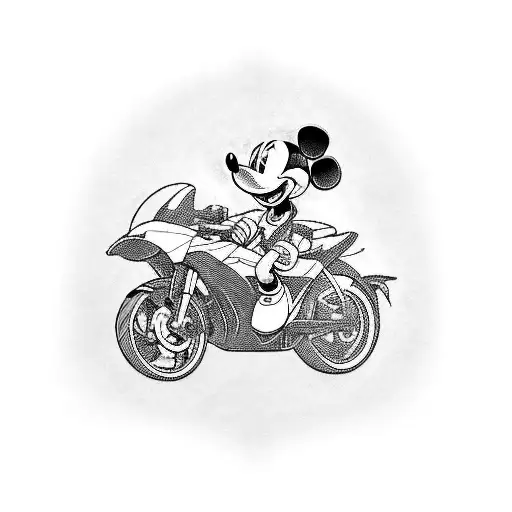 mickey mouse ride motorcycle tattoo design idea