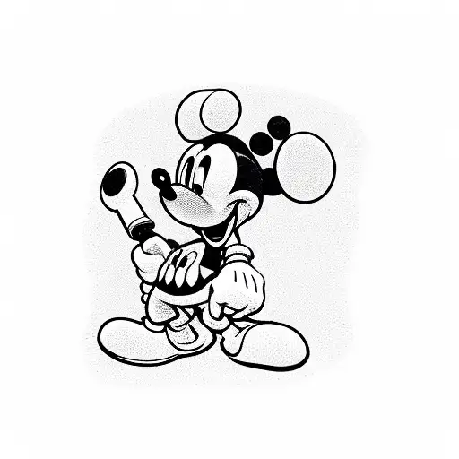 mickey mouse with gun tattoo design idea