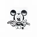 mickey mouse with gun tattoo design idea