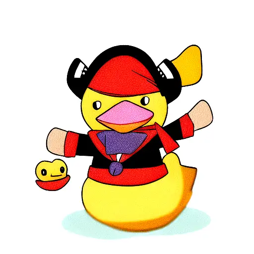 rubber duck wearing a pirate costume  tattoo design idea