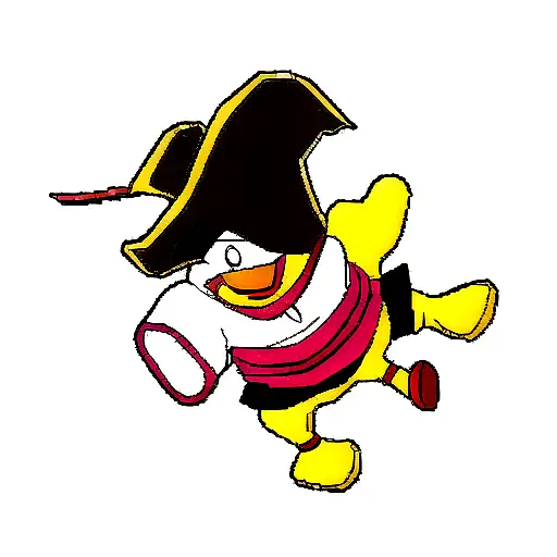 cartoon rubber duck wearing a pirate costume  tattoo design idea