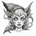 pixie with ugly witch face tattoo design idea