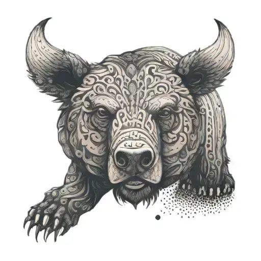 bear and bull tattoo design idea