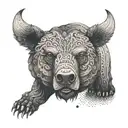 bear and bull tattoo design idea