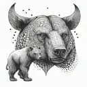 bear and bull tattoo design idea